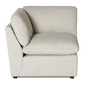 The My Cloud Corner is a versatile sectional in light gray upholstery, featuring padded backrest and seat cushions. It has a boxy structure with clean lines and a soft-textured fabric. Partially visible at the bottom are its black feet.