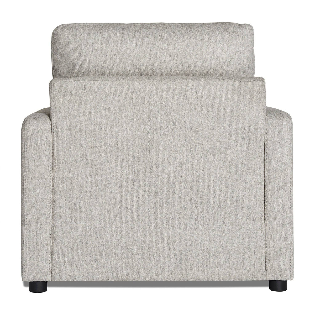 The My Cloud Chair features light gray upholstery with a plush cushion and sleek, modern design. Its straight lines and simple dark base make it the epitome of comfort, ideal for contemporary interiors.
