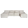 My Cloud 4 Piece Straight + 2 Ottomans U-pit sectional in Greige styled in a bright modern living room