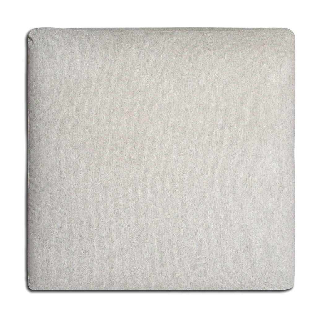 This square, light grey cushion with a smooth, plain fabric surface is a cozy addition to your furniture. Featuring slightly rounded edges and a soft texture, it pairs perfectly with the My Cloud 40 Ottoman, set against a pristine white background.