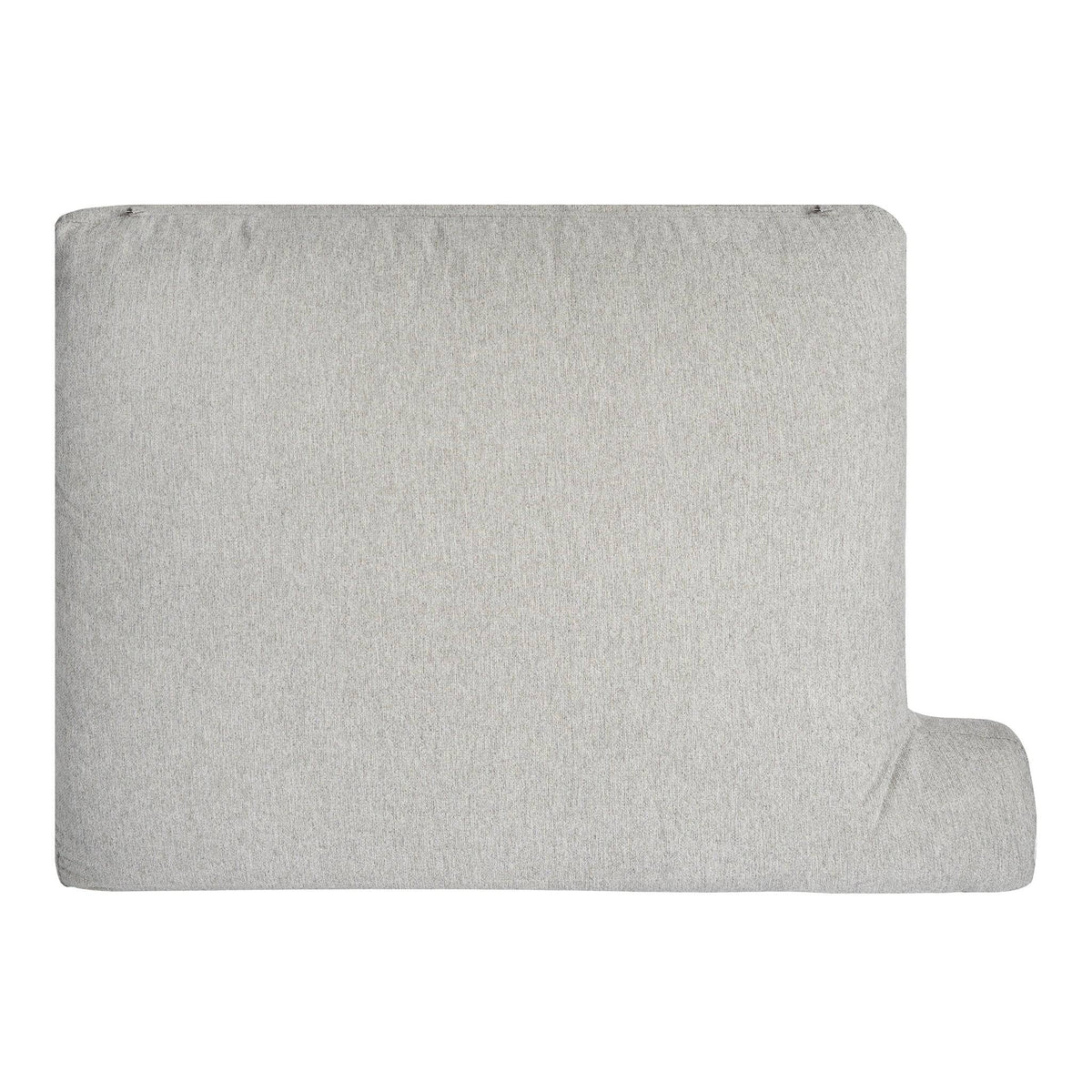 The My Cloud Classic Cushion Cover, a gray, L-shaped couch cushion viewed from above, showcases a textured fabric with a rectangular main section and a shorter right side. It features replaceable covers for easy maintenance.