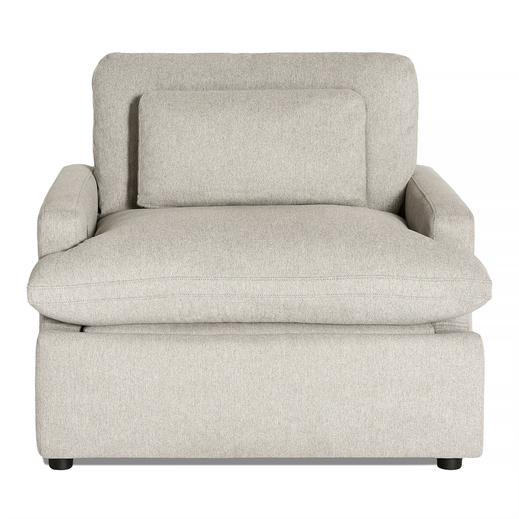 My Cloud Power Recliner in Greige staged in a cozy movie-night den
