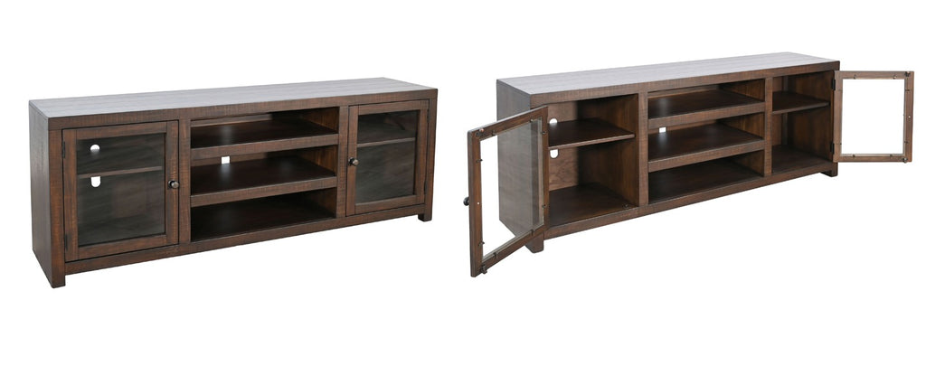 72" Homestead Media Console angle view with doors open