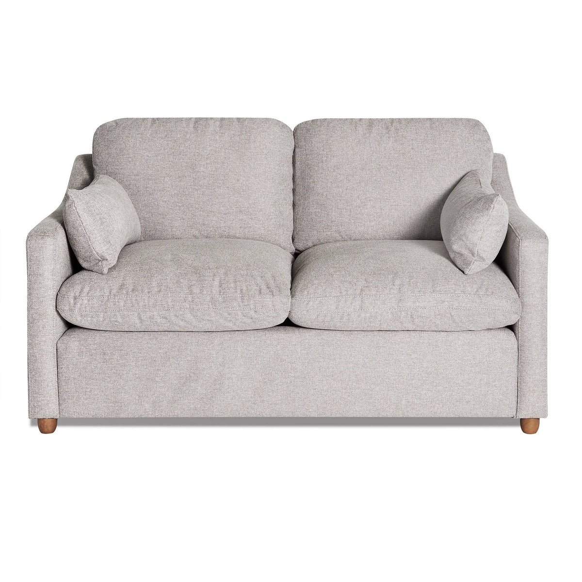 My Cloud Slope Loveseat in Ivory Greige staged in a bright lake-view living room