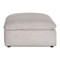 The My Cloud Slope 40 Ottoman showcases a beige upholstery with a cushioned top. Its simple, modern rectangular design and small black feet make it a comfortable, stylish addition to your customizable furniture collection.