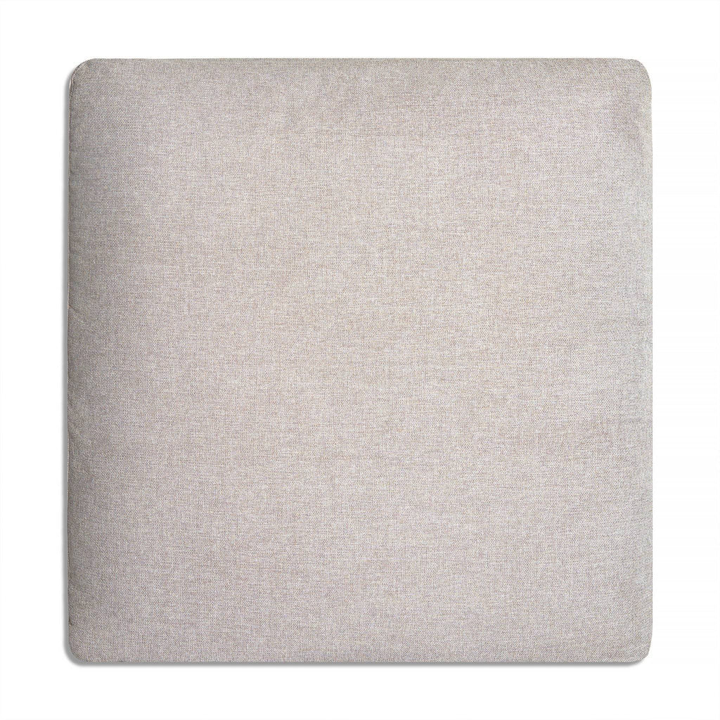 Viewed from above, this square beige fabric cushion boasts a subtle texture and slightly rounded corners, reflecting the comfort of the My Cloud Slope 30 Ottoman.