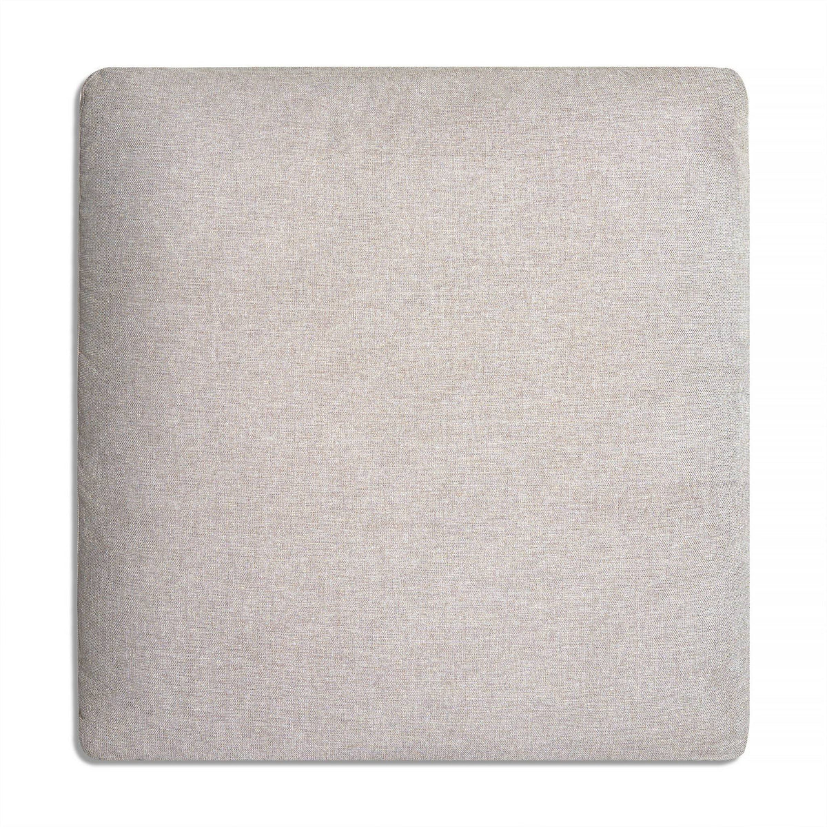 Viewed from above, this square beige fabric cushion boasts a subtle texture and slightly rounded corners, reflecting the comfort of the My Cloud Slope 30 Ottoman.