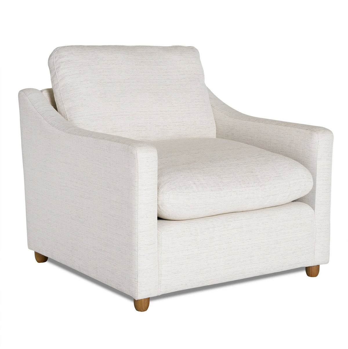 My Cloud Slope Chair in Ivory Greige staged in a cozy reading nook with bookshelf and floor lamp
