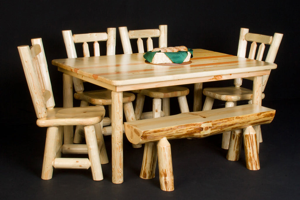 Log Farm Table with chairs