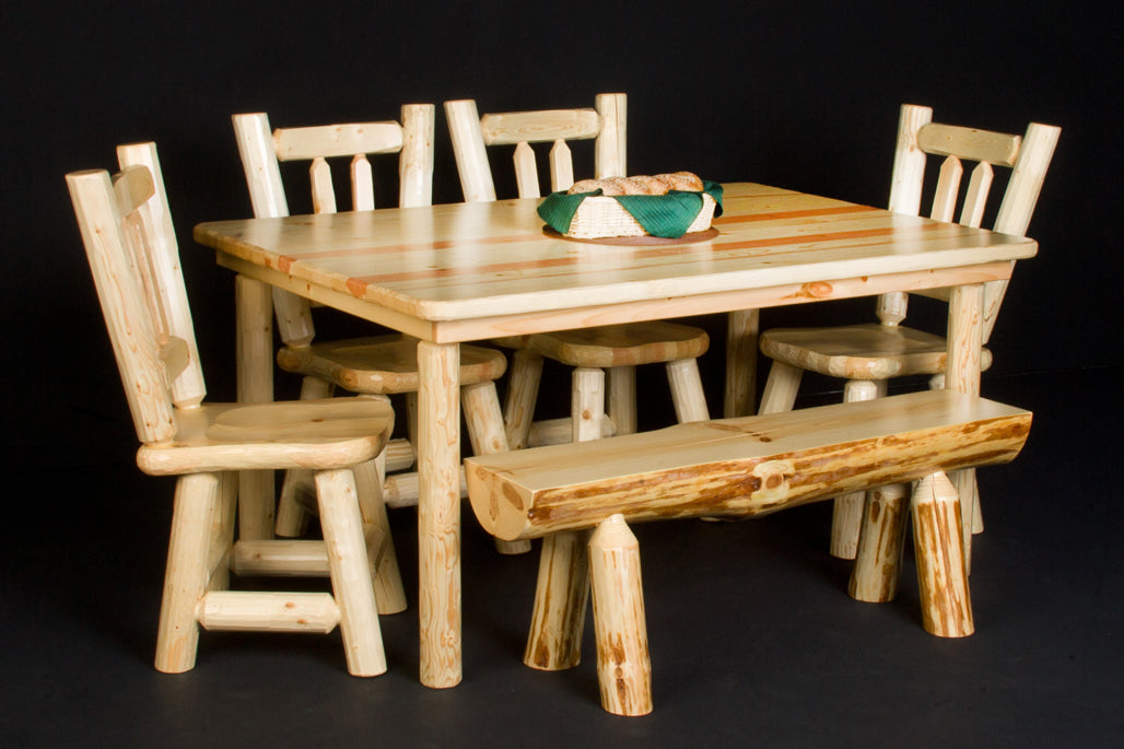 Log Farm Table with chairs