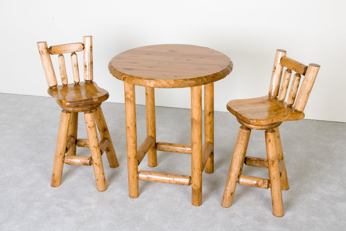 Log Pub Table with bar stools