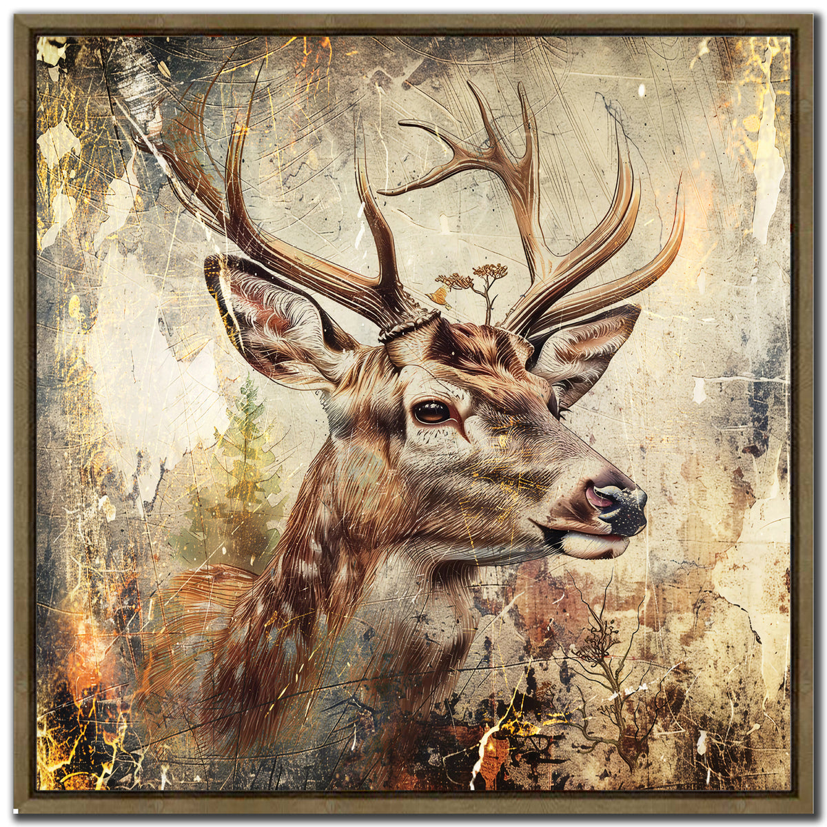 Deer Vintage Illustration II canvas wall art