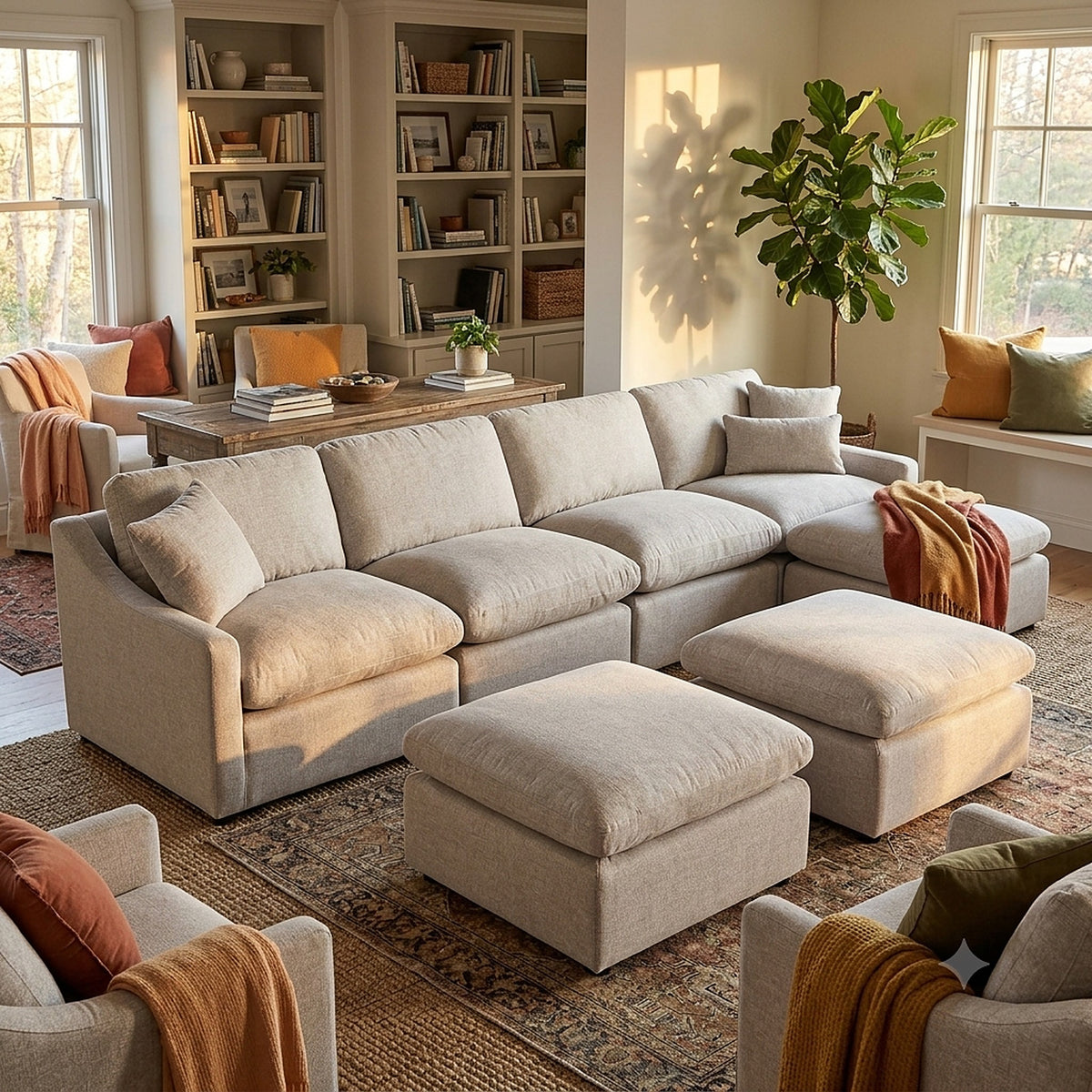 My Cloud Slope 4 Piece Straight + 2 Ottomans