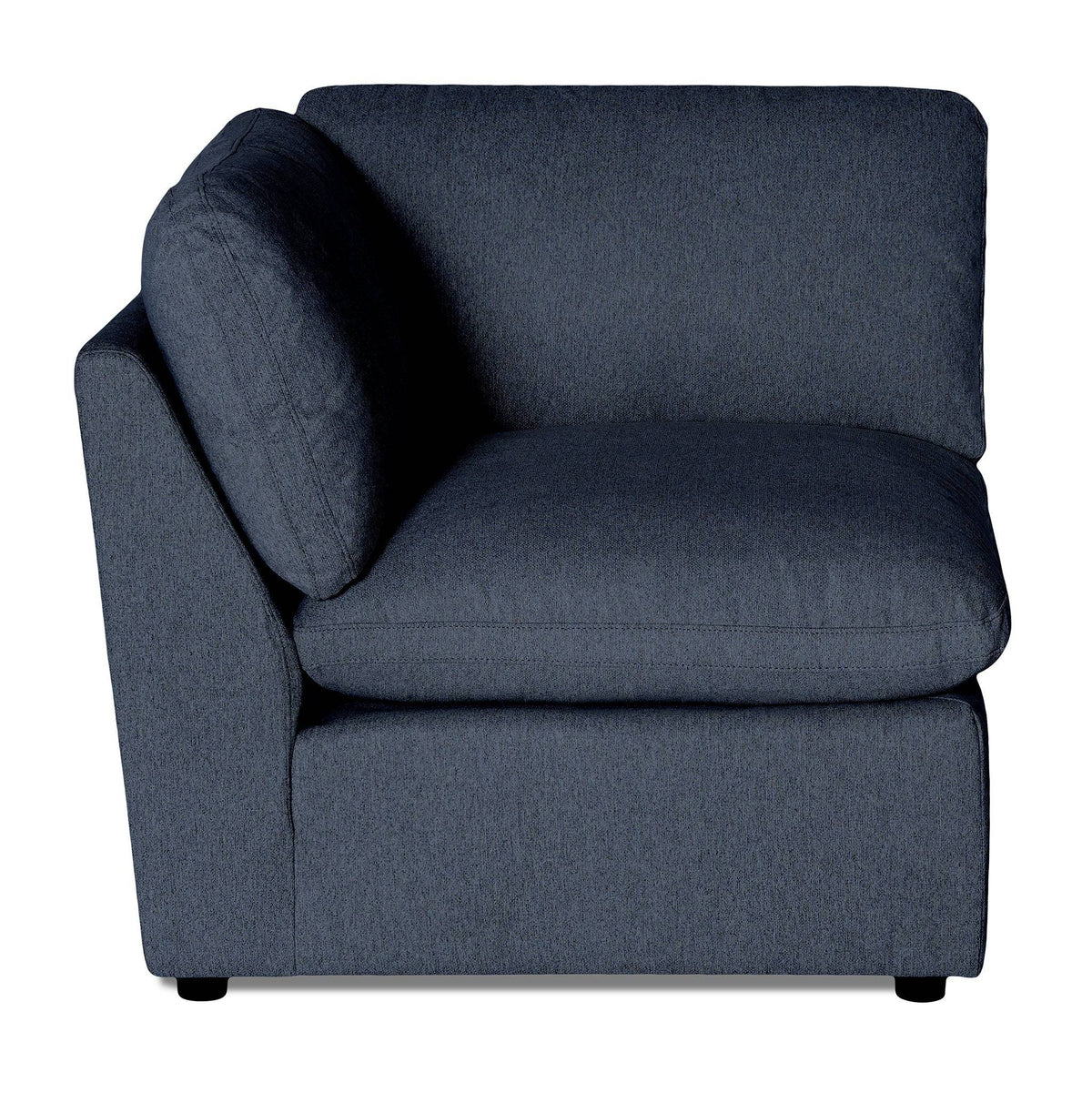 The My Cloud Corner is a dark gray upholstered sectional sofa with plush seat and back cushions, featuring a left armrest. Its modern, minimalist design offers modular components and rests elegantly on small, barely visible legs.