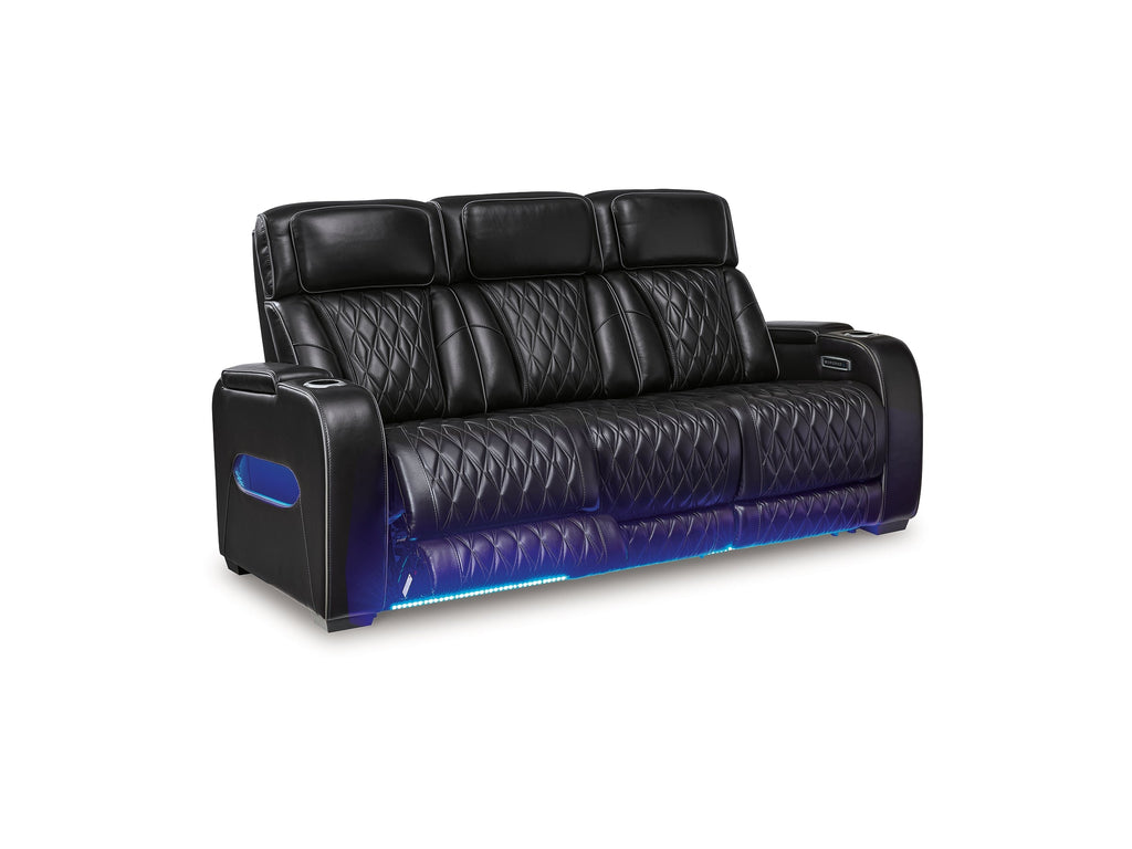 Obsidian Dual Power Leather Reclining Sofa
