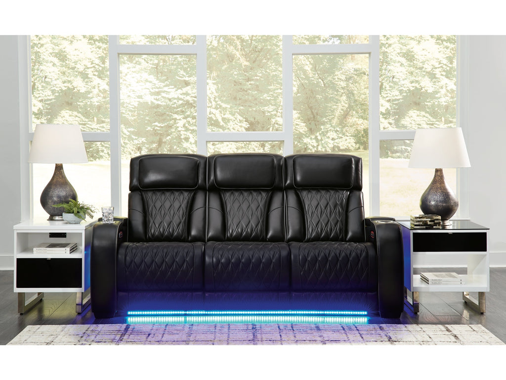 Obsidian Dual Power Leather Reclining Sofa