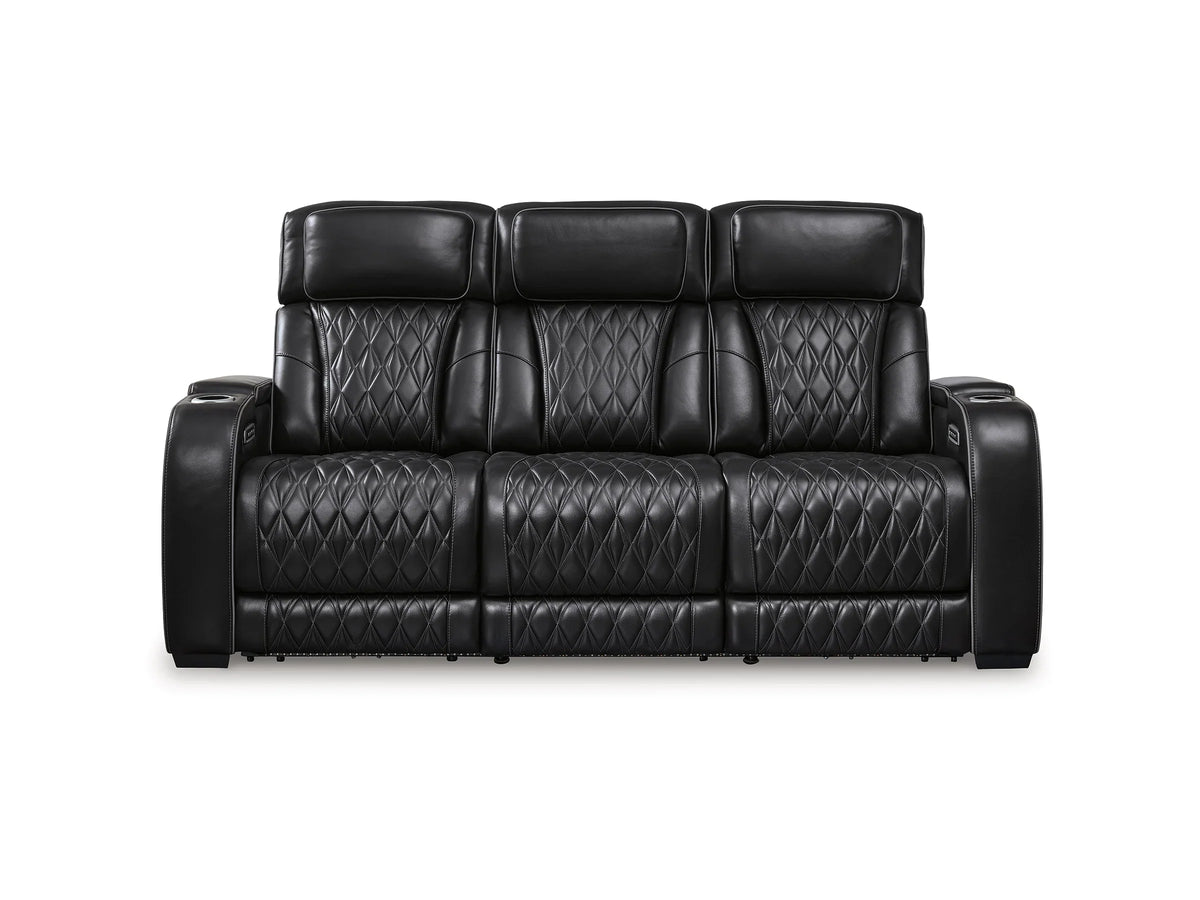 Obsidian Dual Power Leather Reclining Sofa