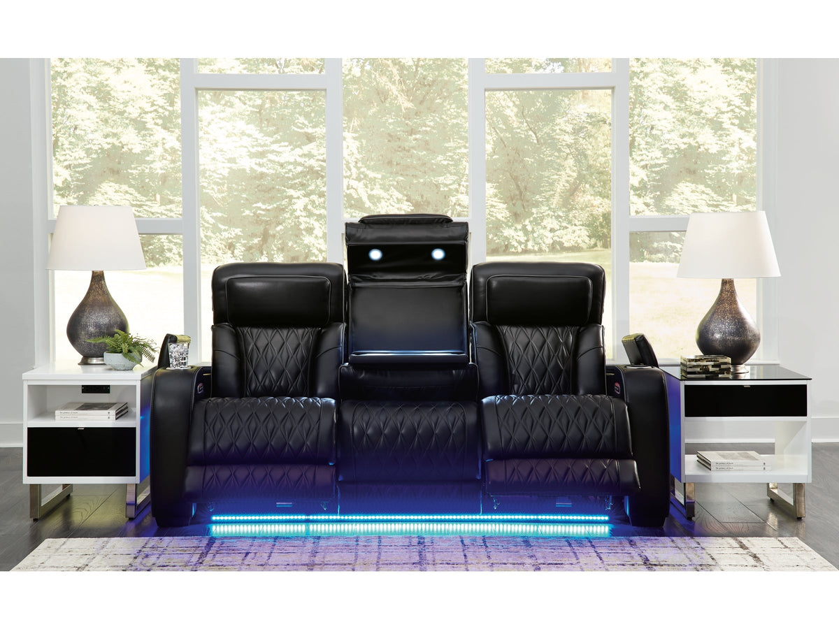Obsidian Dual Power Leather Reclining Sofa