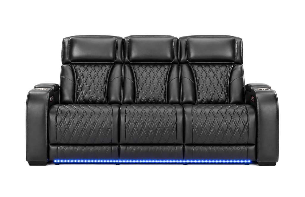 Obsidian Dual Power Leather Reclining Sofa