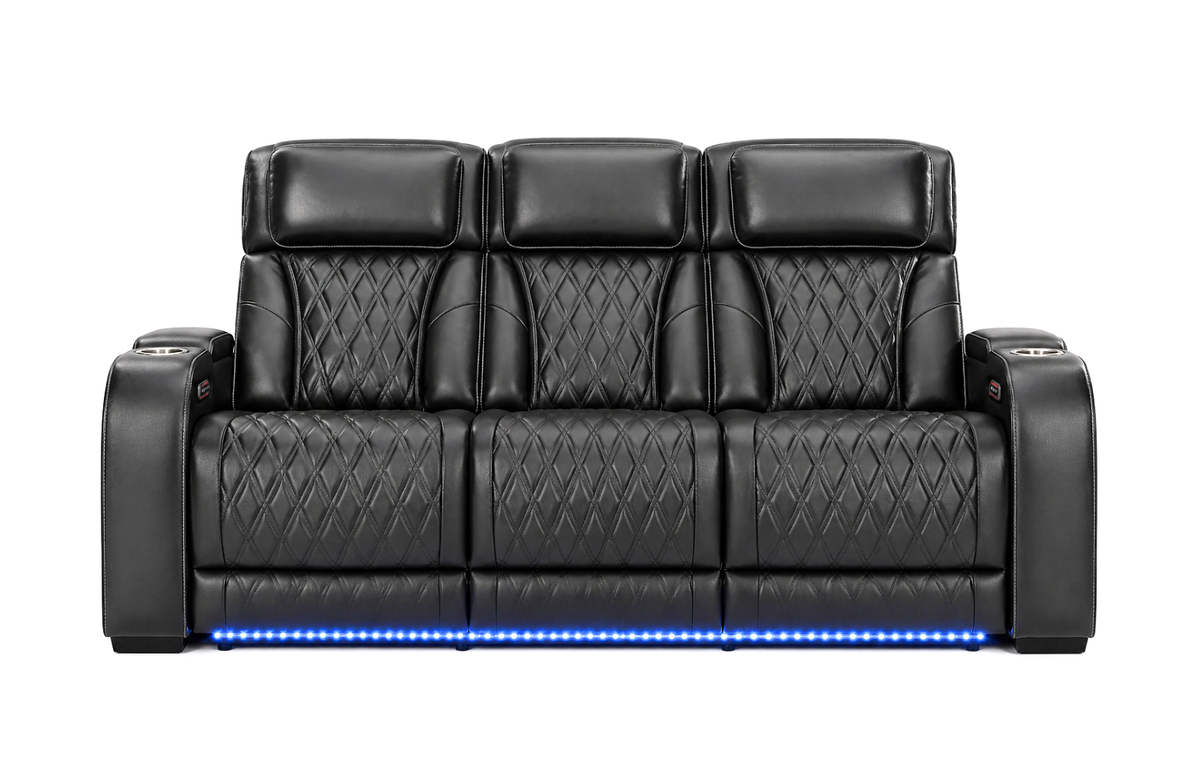 Obsidian Dual Power Leather Reclining Sofa