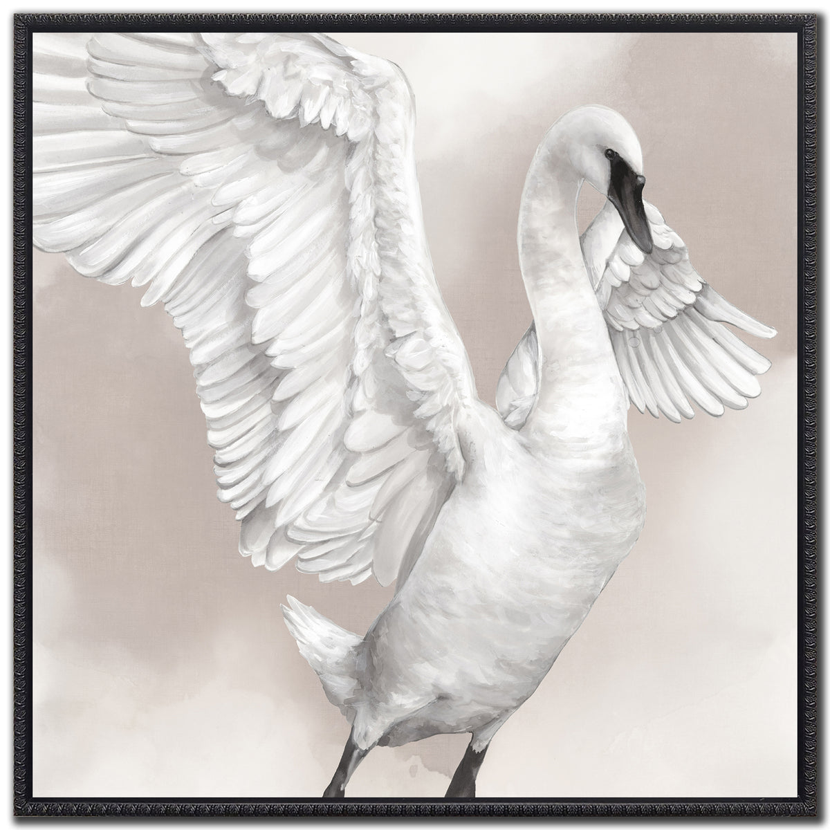 Graceful Swan in Neutral I canvas wall art