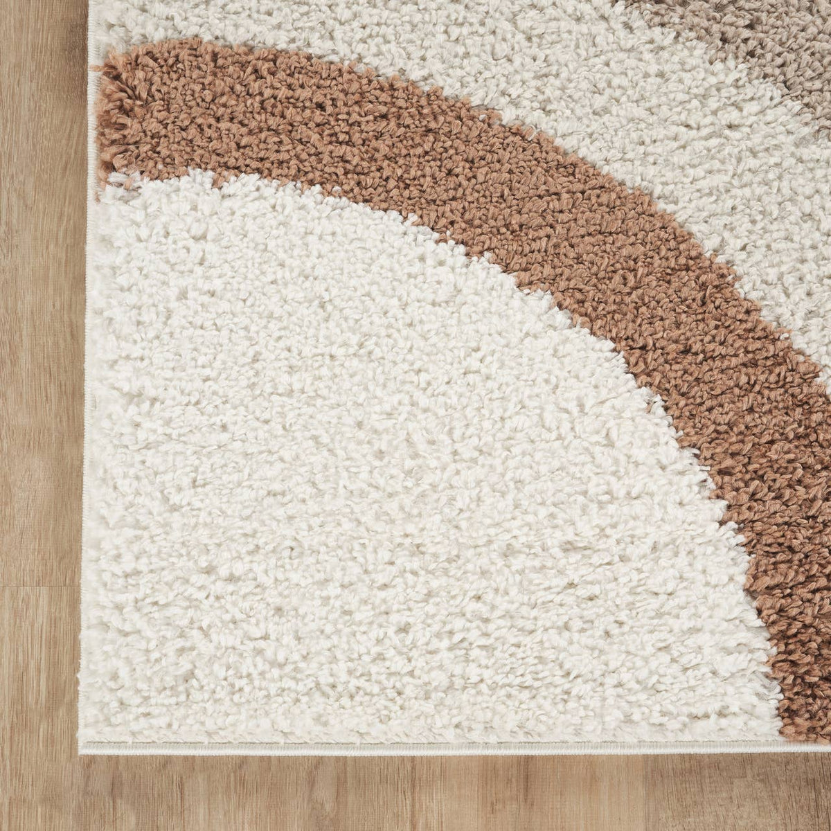 Lisbon Ivory Shag Rug with Taupe and Brown Rainbow Arches