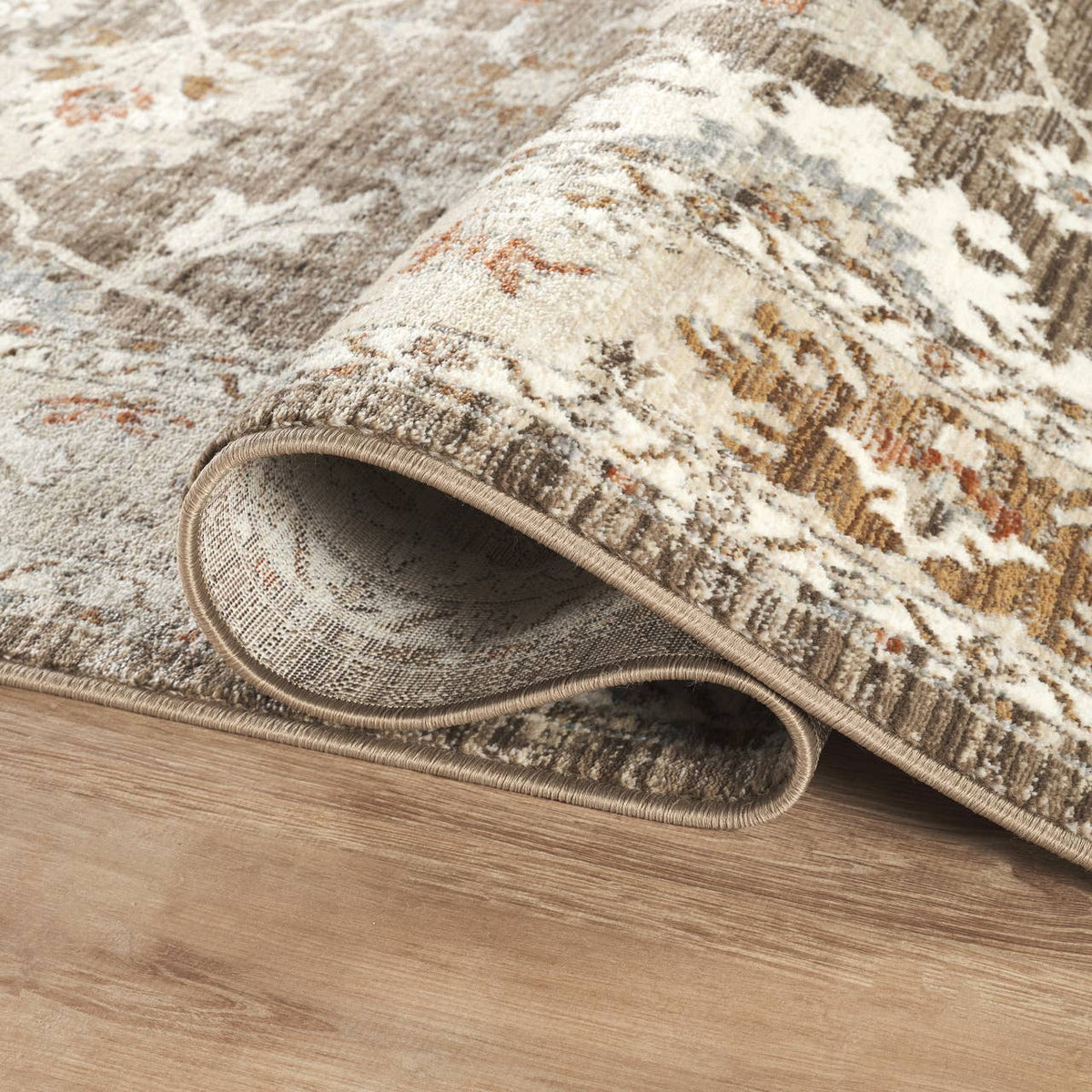 Alara Taupe Cream Vintage Medallion Floral Area Rug
