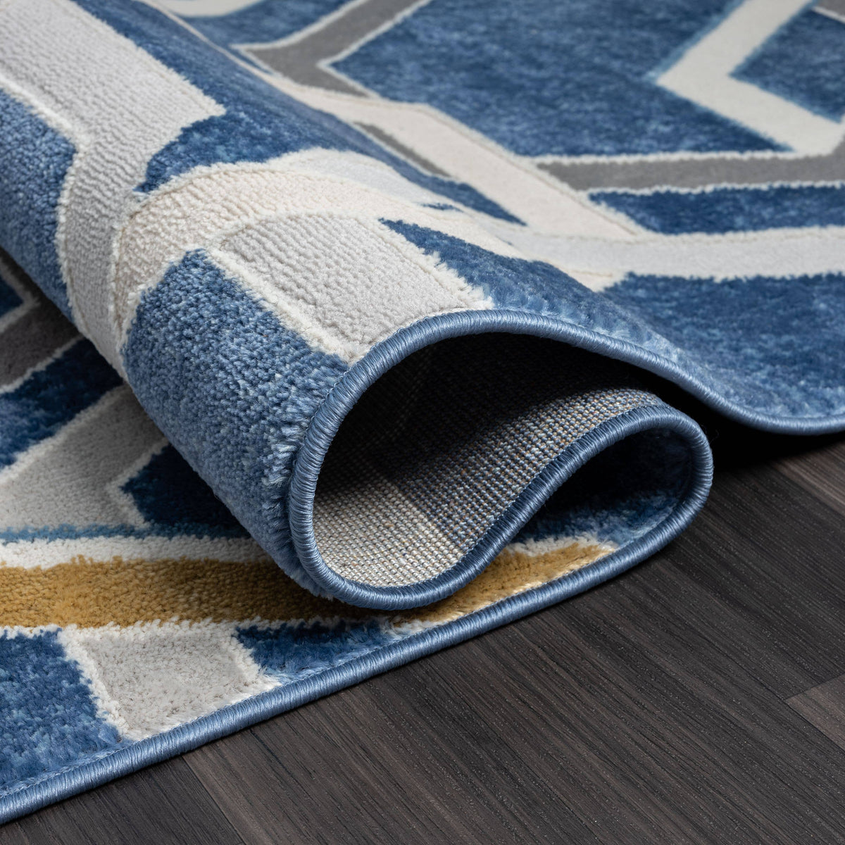 ABANI Atlas Multi Hexagon Blue Grey Area Rug