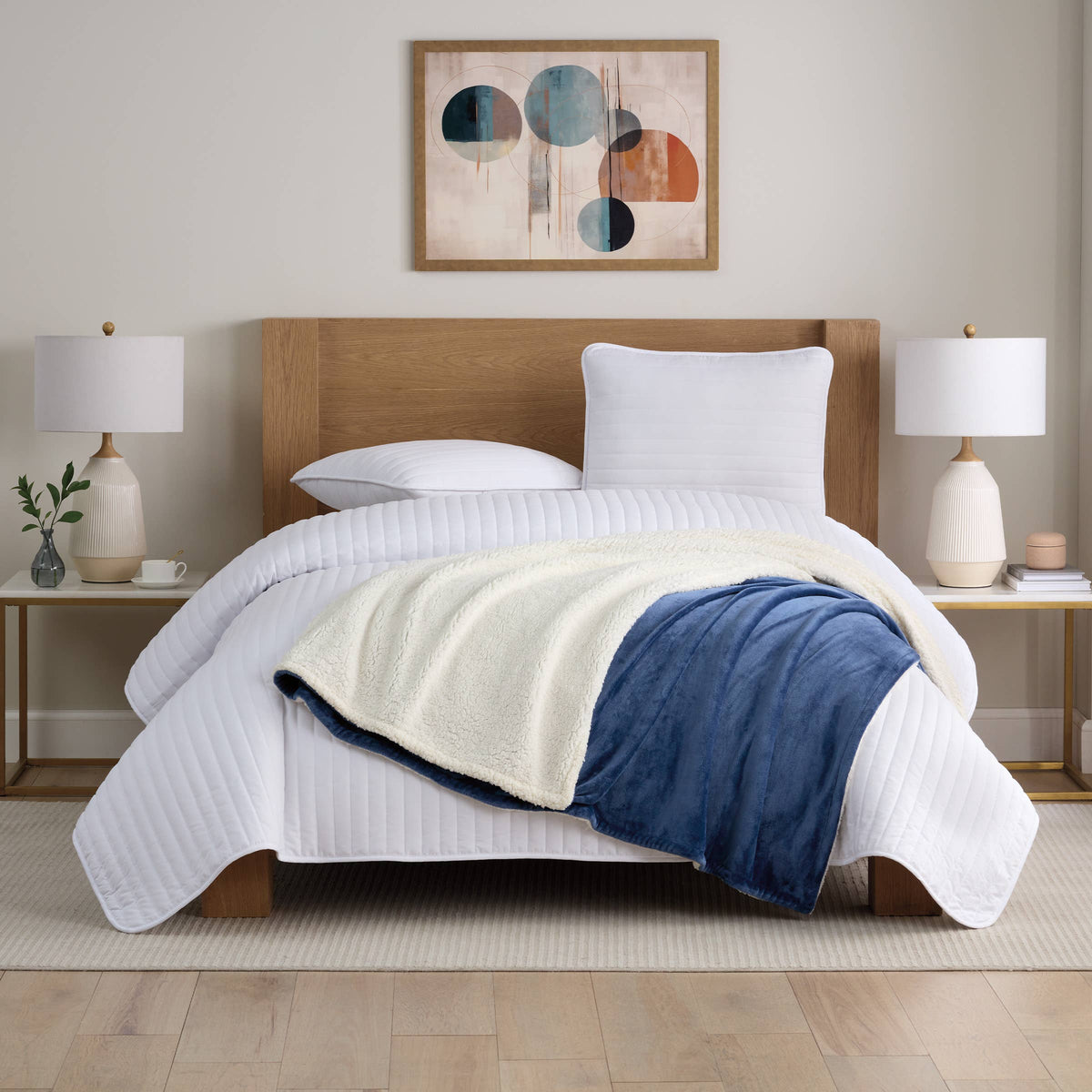 Sherpa Throw Blanket, Case of 4, Reversible, Color options