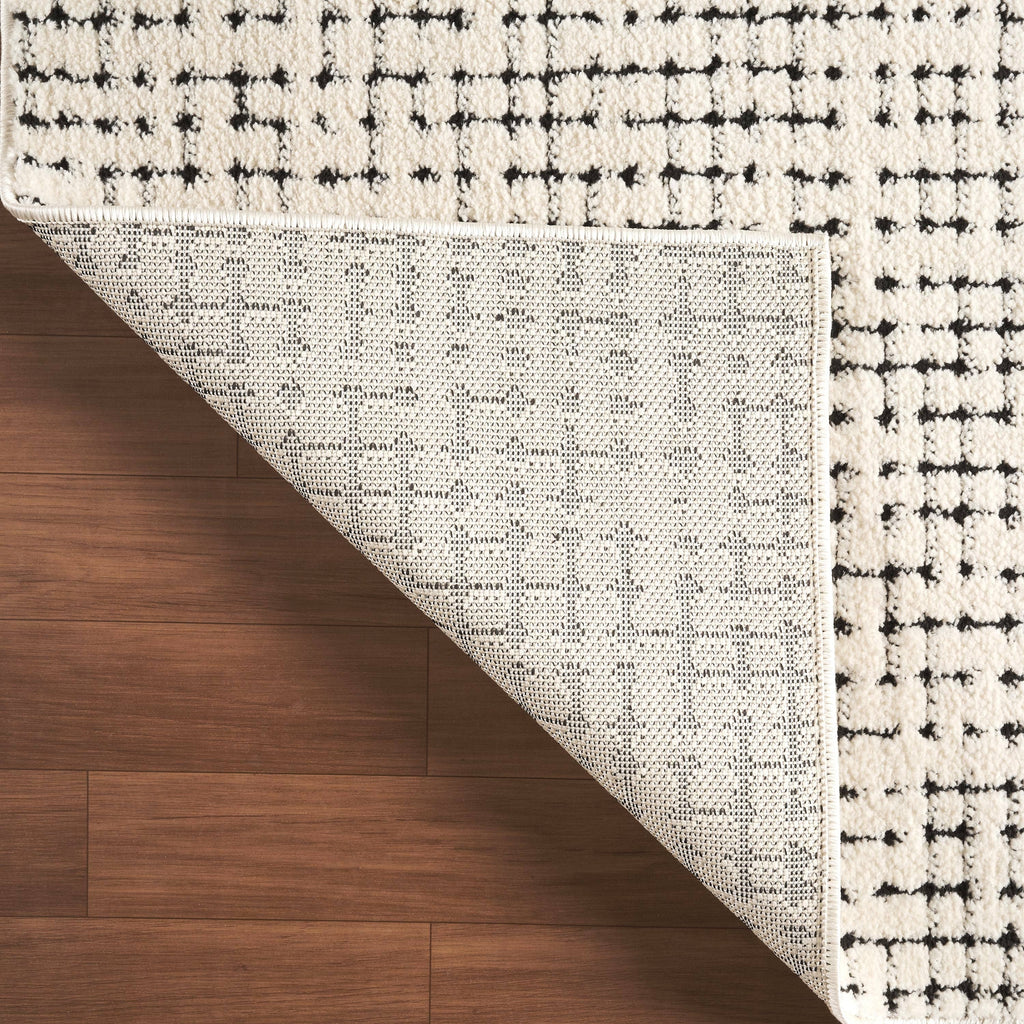 Abani Oliver Cream Crosshatch Minimalist Area Rug