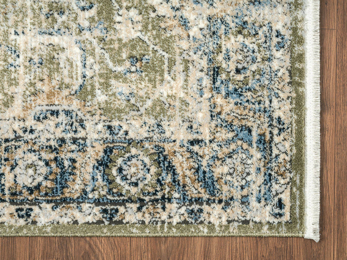 Abani Savoy Vintage Green Blue Area Rug