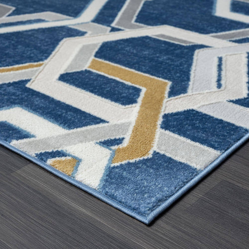 ABANI Atlas Multi Hexagon Blue Grey Area Rug
