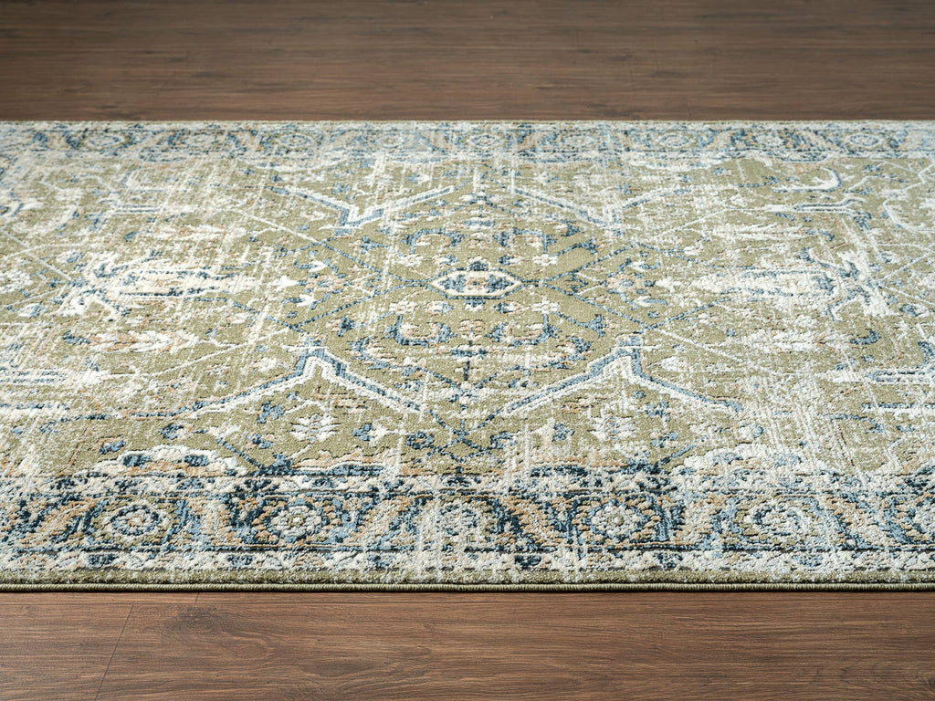Abani Savoy Vintage Green Blue Area Rug