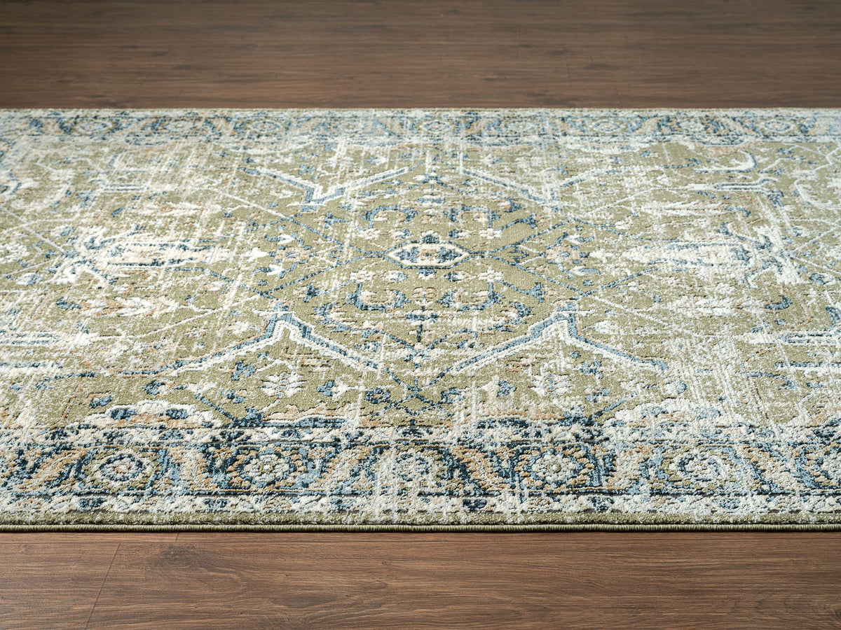 Abani Savoy Vintage Green Blue Area Rug