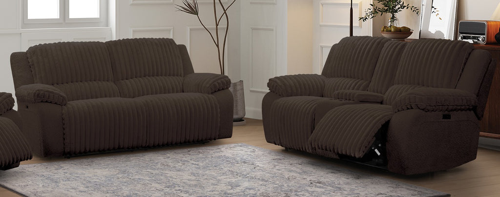 Brown Bear Ironwood Collection deep chocolate power reclining sofa group — Cozy & Rustic