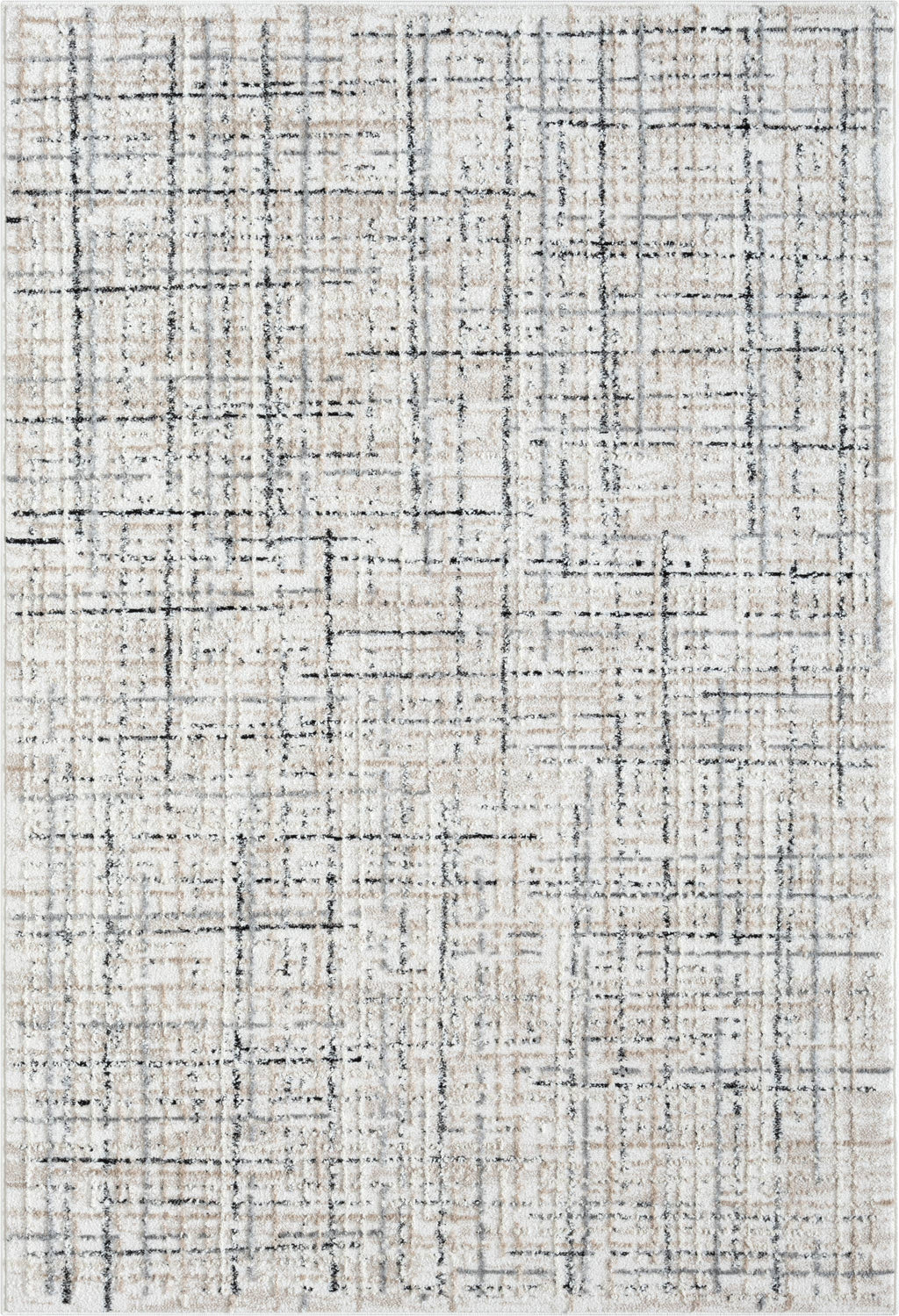 Abani Viva VIV130A Neutral Beige Grey Crosshatch Area Rug