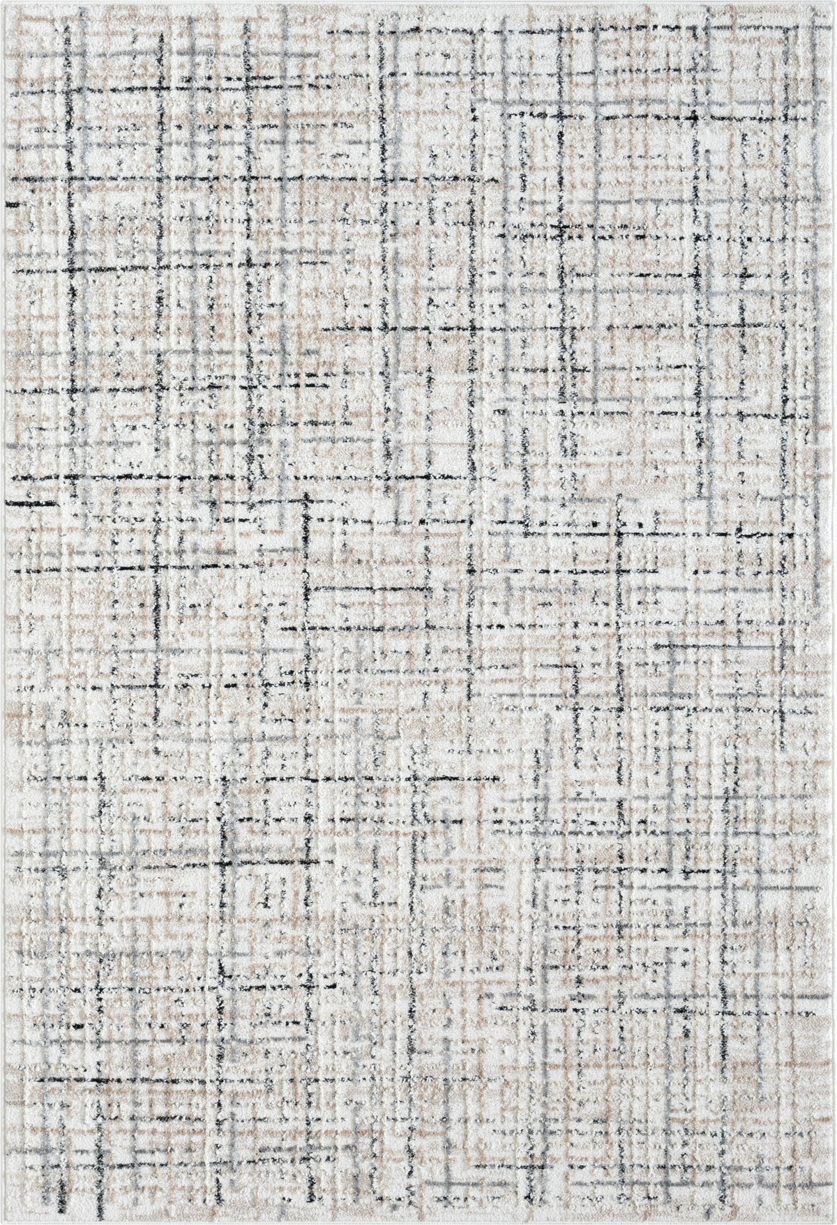 Abani Viva VIV130A Neutral Beige Grey Crosshatch Area Rug
