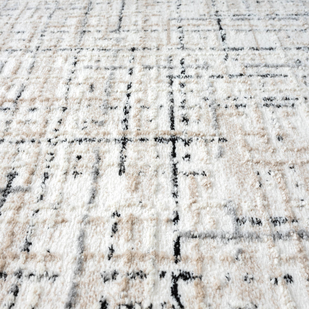 Abani Viva VIV130A Neutral Beige Grey Crosshatch Area Rug