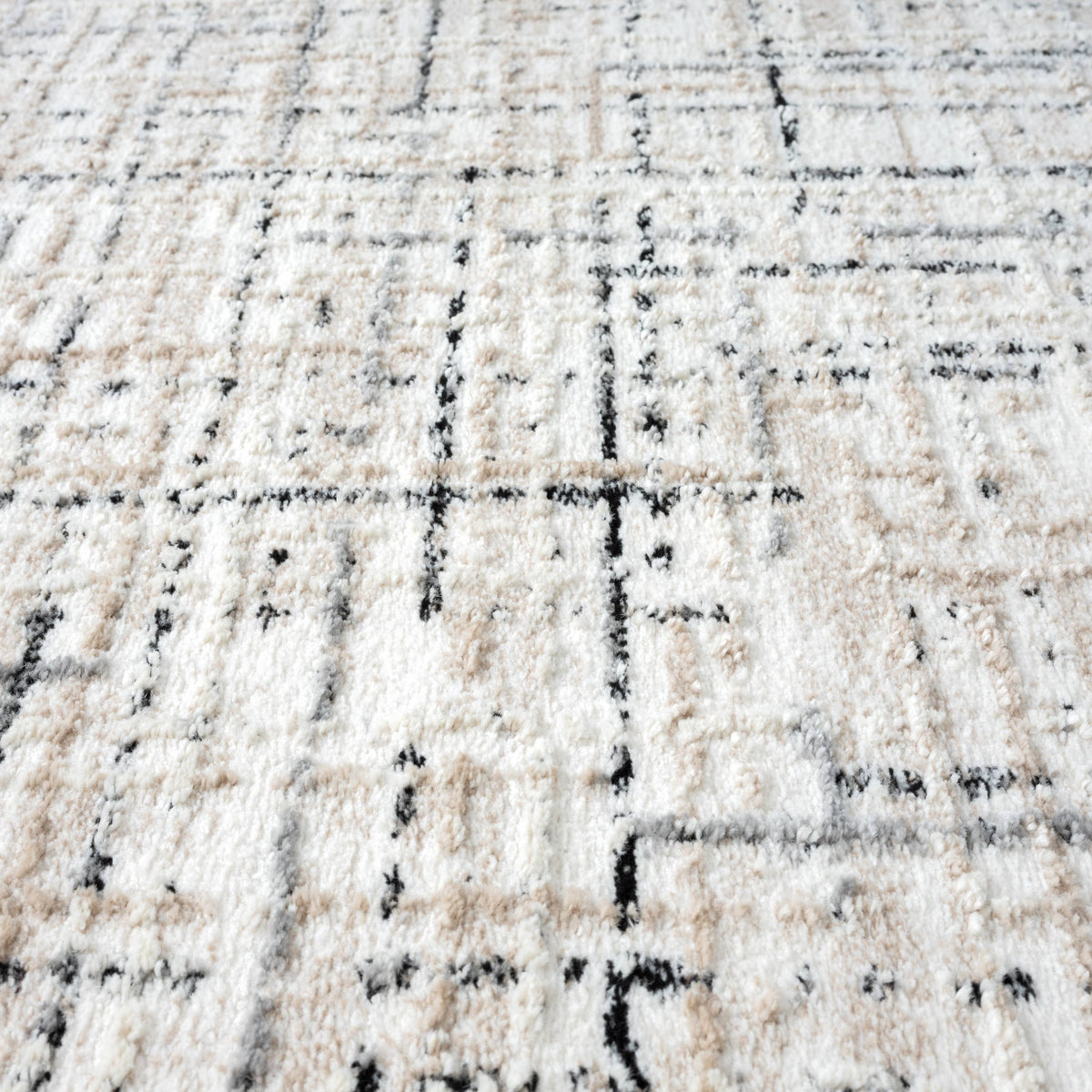 Abani Viva VIV130A Neutral Beige Grey Crosshatch Area Rug