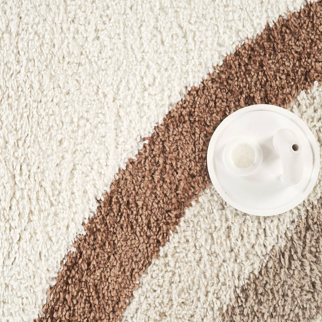 Lisbon Ivory Shag Rug with Taupe and Brown Rainbow Arches