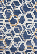 ABANI Atlas Multi Hexagon Blue Grey Area Rug