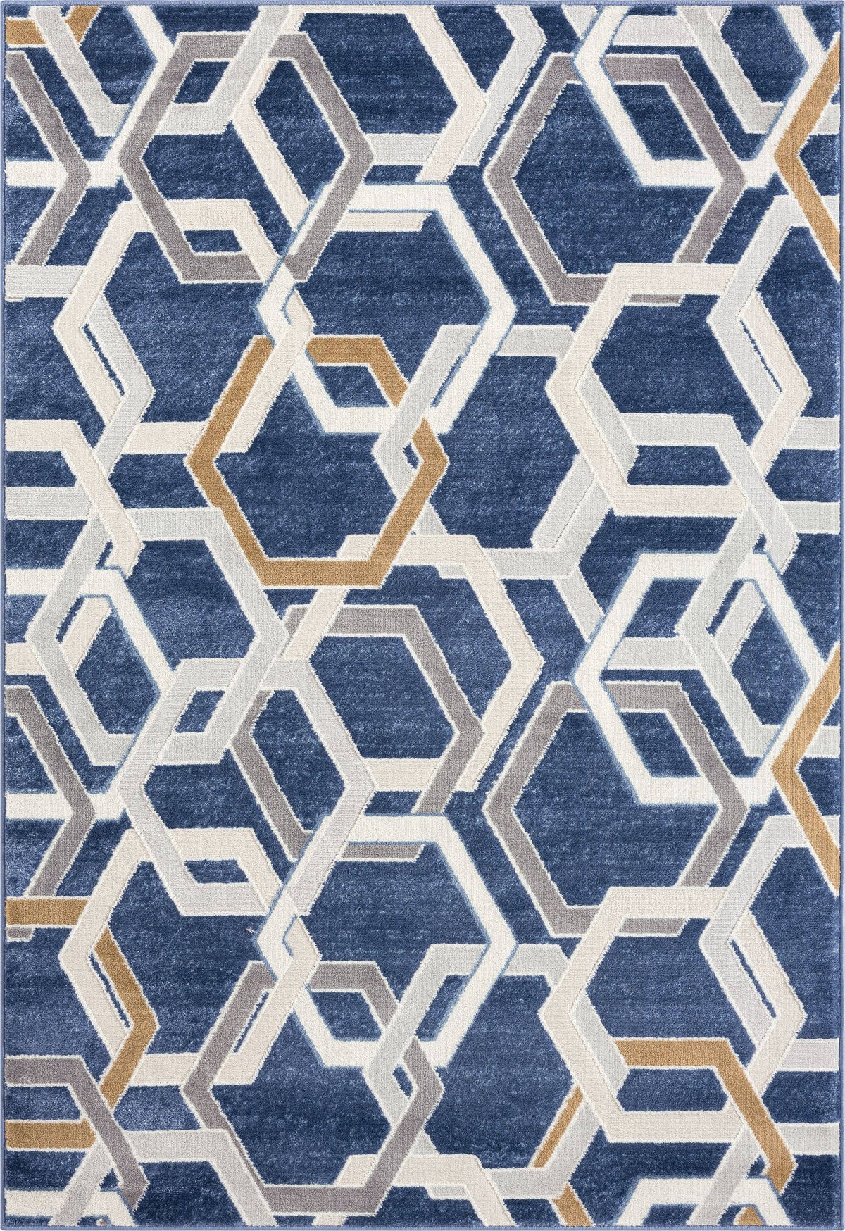 ABANI Atlas Multi Hexagon Blue Grey Area Rug