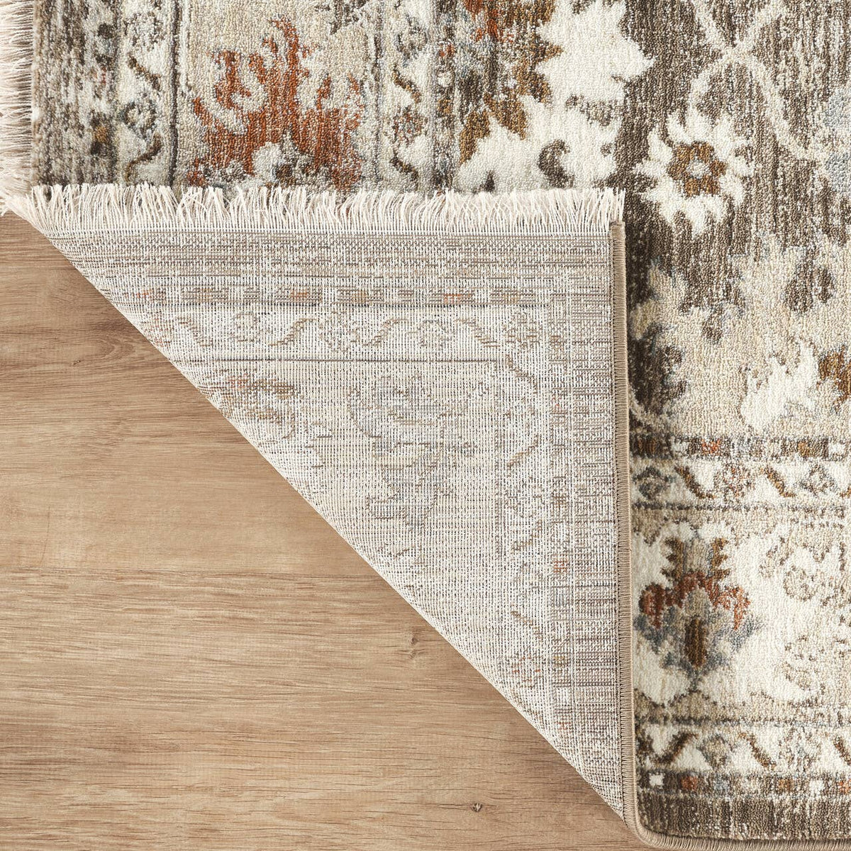Alara Taupe Cream Vintage Medallion Floral Area Rug