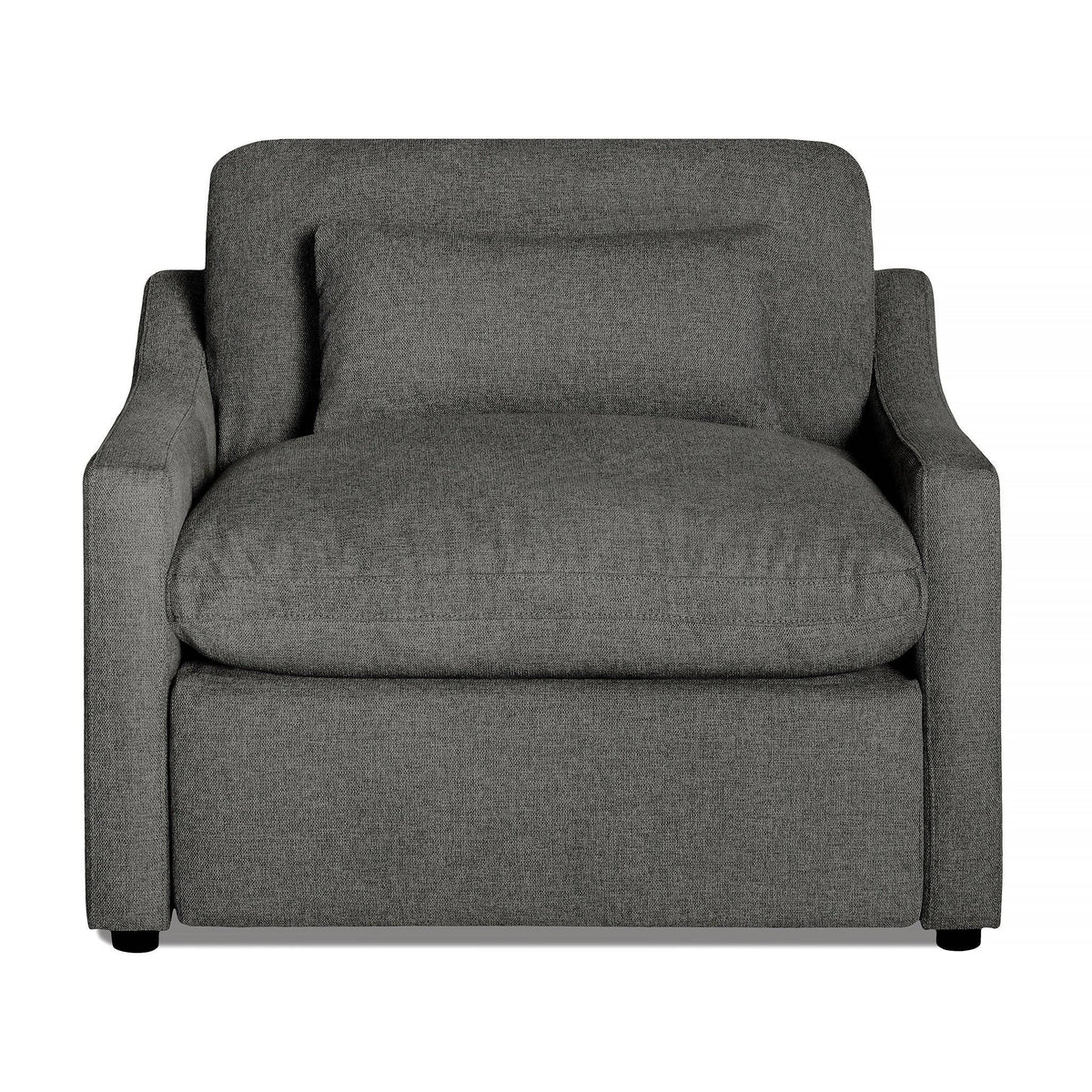 My Cloud Slope Power Recliner in Classic Gray staged in a bright plant-filled sunroom