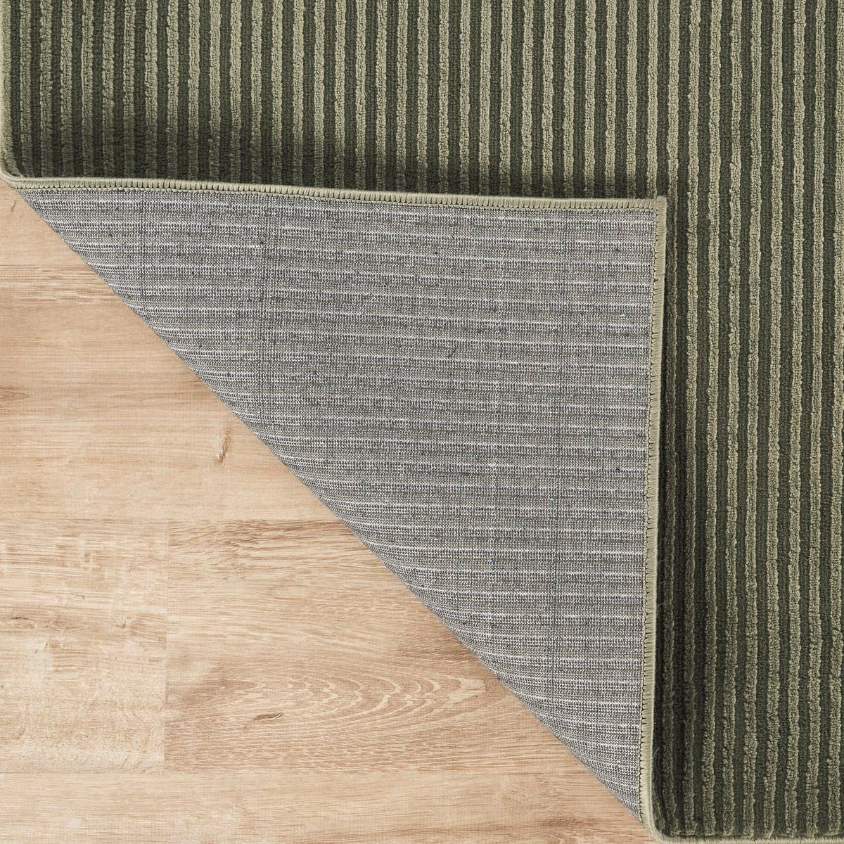 Plush Deco Machine Washable Textured Stripes Green Rug