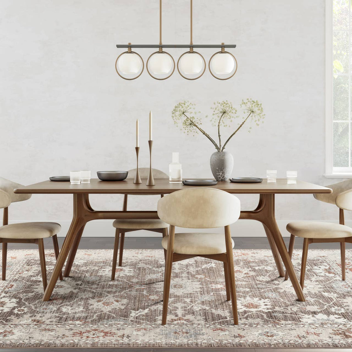 Alara Taupe Cream Vintage Medallion Floral Area Rug