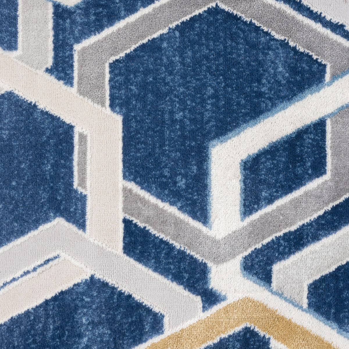 ABANI Atlas Multi Hexagon Blue Grey Area Rug