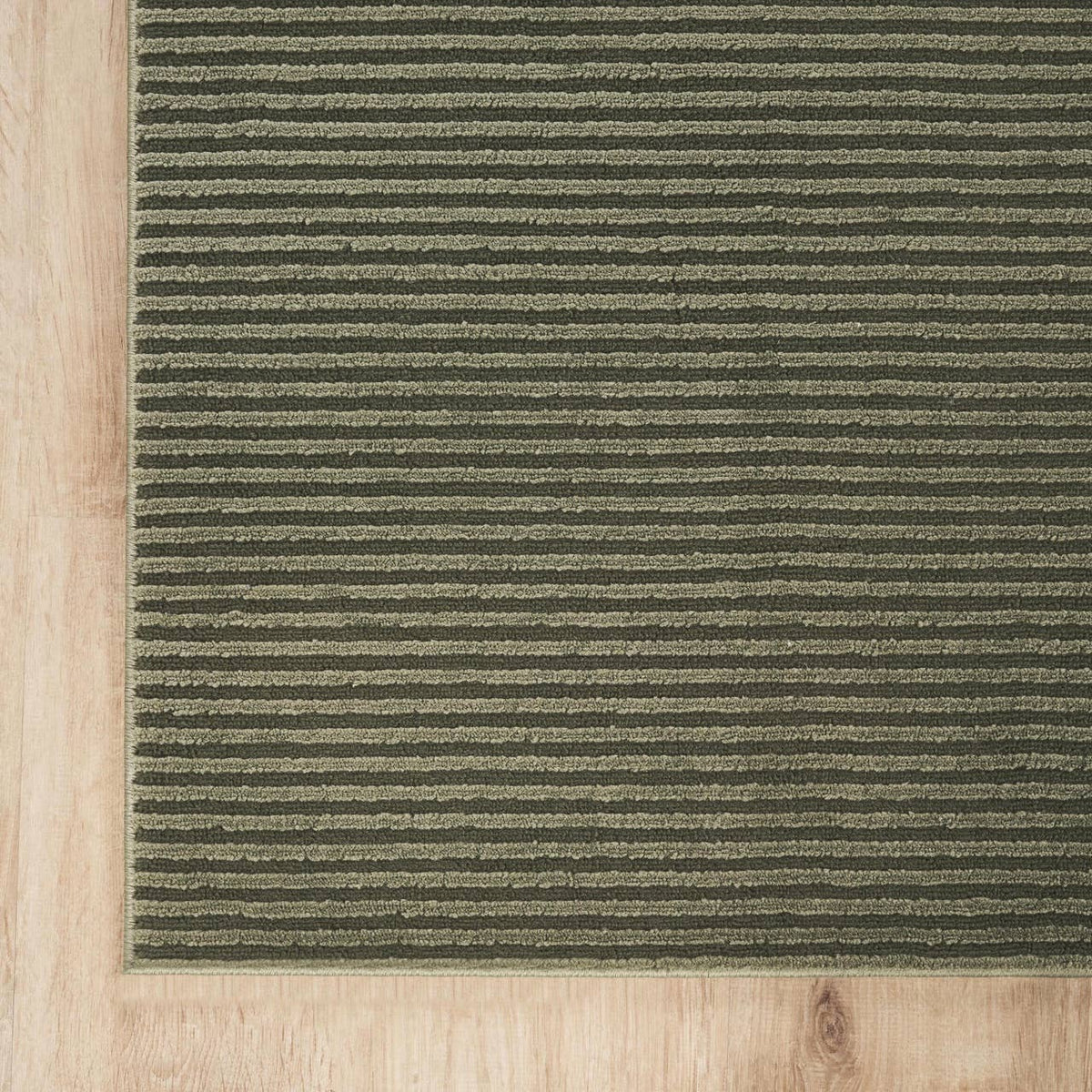 Plush Deco Machine Washable Textured Stripes Green Rug