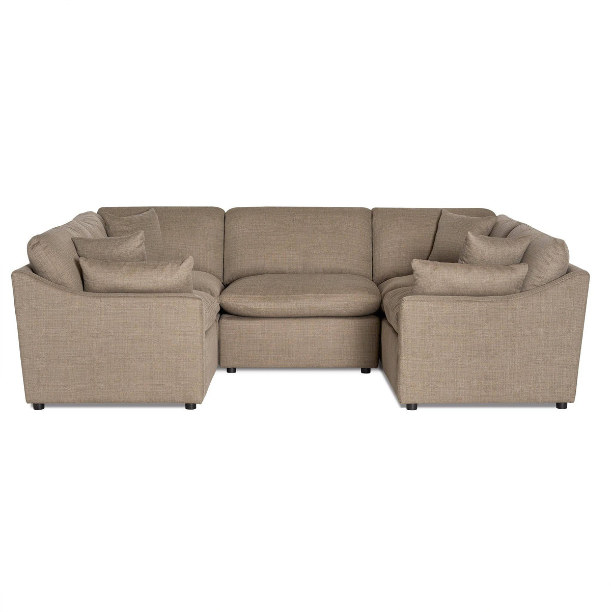 The My Cloud / Slope Arm is a modern, beige L-shaped sectional sofa with cushions on each section. It features clean lines and soft, textured fabric with machine-washable covers and sits on a plain white background.