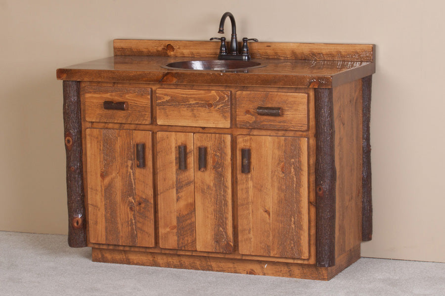 Sawtooth Hickory Vanity Cabinet in solid hickory